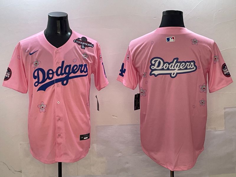 Men Los Angeles Dodgers Blank Pink Sakura Edition 2025 Nike MLB Jersey style 14